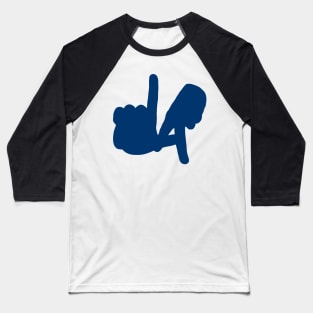 Front and Back LA Hands Silhouette, Blue Baseball T-Shirt